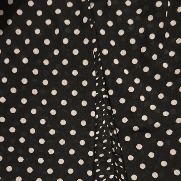Polka Dot Black and White Pleated Skirt Under Knee New (M) - Picture 3 of 5